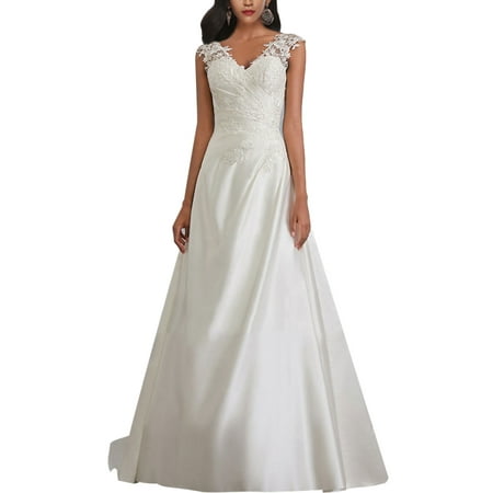 Plus Size Women Sleeveless V Neck Backless Bridal Gown  Skinny Lace Mermaid Wedding Dress S-5XL White