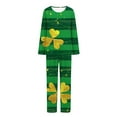 thumbnail image 5 of FDGIU Women's Soft Comfy Pajama Set - St. Patrick's Day Long Sleeve Green Print 2 Piece Loungewear, 5 of 6
