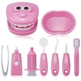 thumbnail image 2 of 9 piezas niños educativos preescolar cepillo de dientes juguetes Modelo de dientes Modelo de cepillado Playset Plastic Toddler Operacional Habilidad Cosplay Set Pink Inevent FN001292-01, 2 of 7