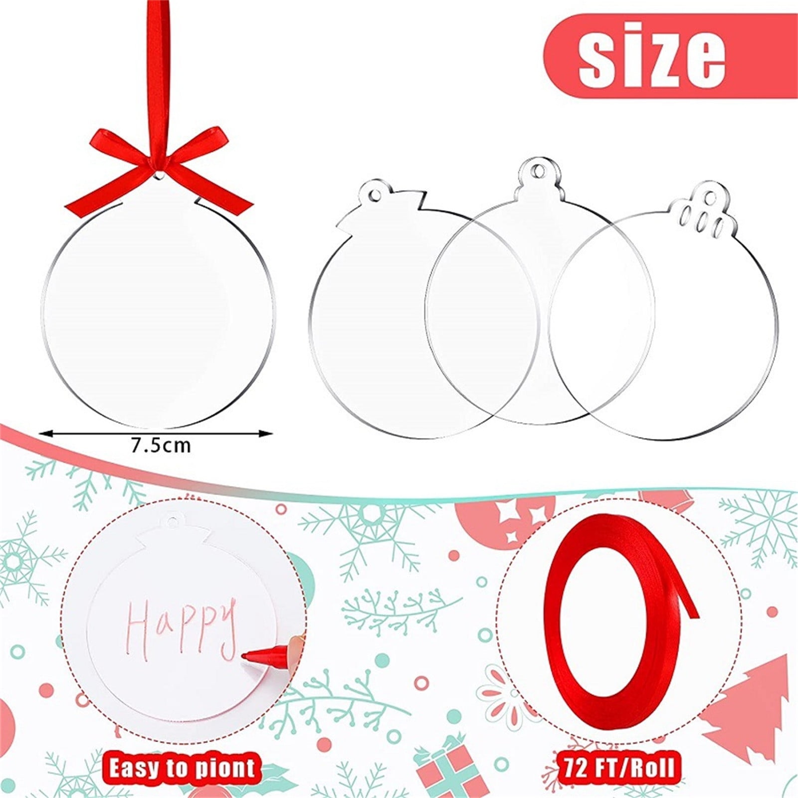 Cadorn 30PC DIY Clear Christmas Ornament Craft Kits - Versatile for Christmas Art, Crafts, and Wedding Decor Supplies