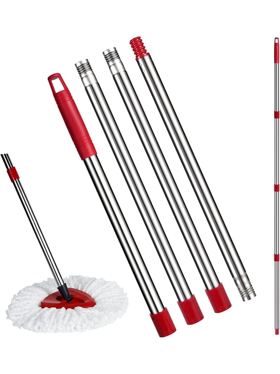 Spin Mop Replacement Handle for O Cedar - 4-Section 32" to 58" Mop Handle Replacement Stick Compatible with O-Cedar, EasyWring Mop Refills/Base