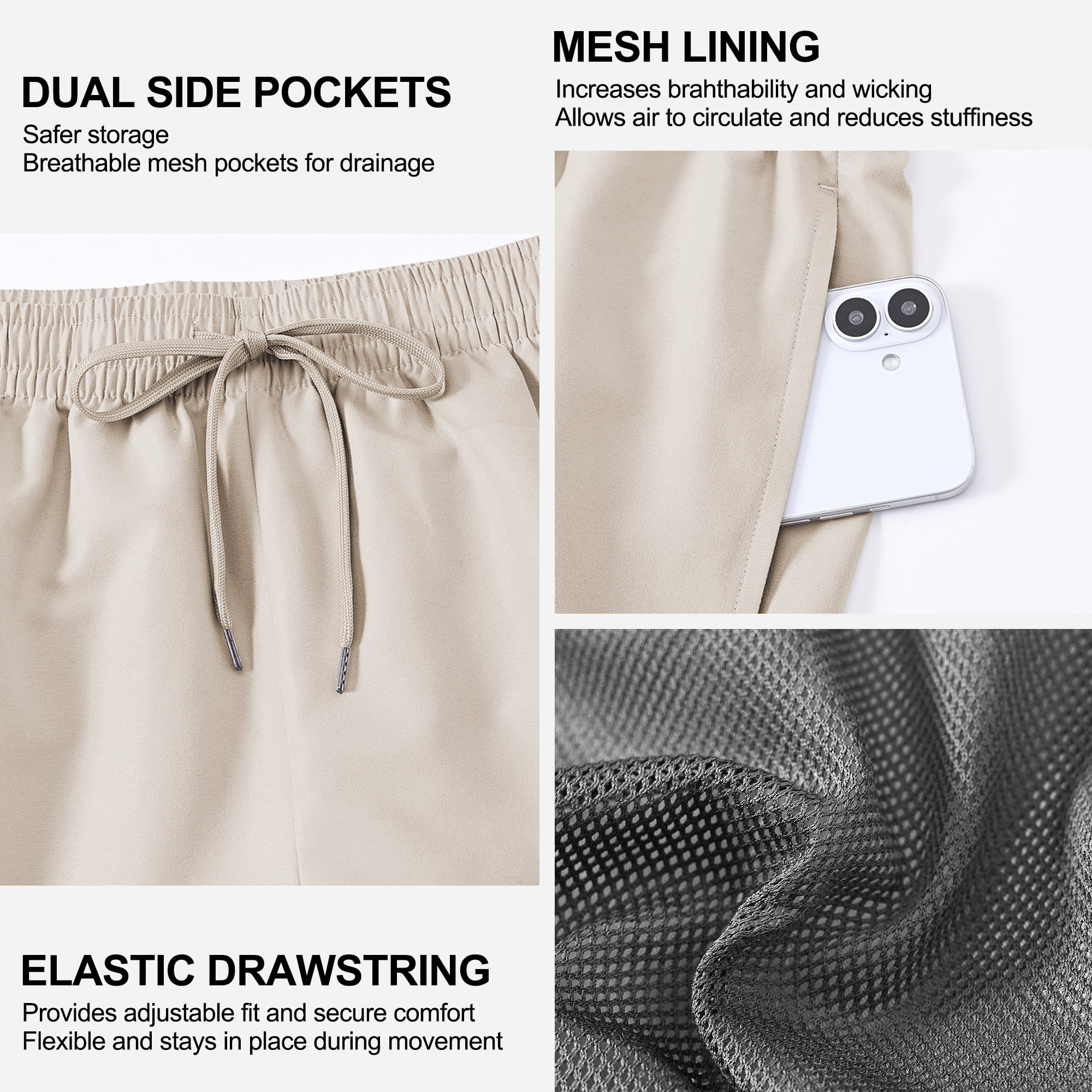 3 Pack Men's Swim Trunks Shorts with Mesh Lining Quick Dry Breathable Pockets for Summer Beach