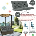 thumbnail image 3 of SHANNA 60"x40"x4" Light Gray Waterproof Swing Cushion with Backrest, for Patio Garden, (2-3 Seater), 3 of 8