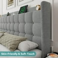 thumbnail image 6 of ipormis King Size Bed Frame with Charging Station，Upholstered Platform Bed Frame  with Wingback Storage Headboard, No Box Spring Needed,Light Grey, 6 of 8
