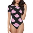 thumbnail image 1 of Balery Cowboy Hat Body de cuello redondo de manga corta para mujer Tops de manga corta Tops básicos-Medium, 1 of 7