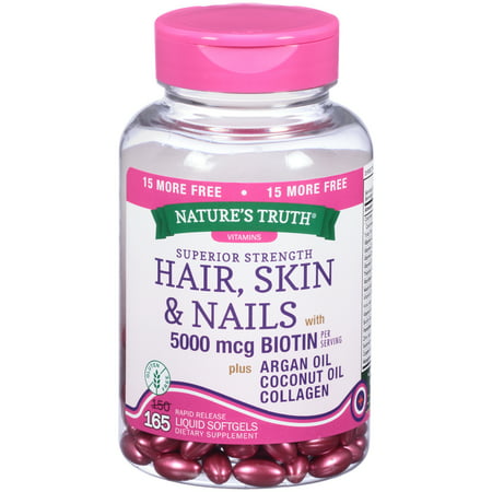 Nature's Truth® Superior Strength Hair Skin & Nails with 5000mcg Biotin Dietary Supplement Liquid Softgels 165 ct