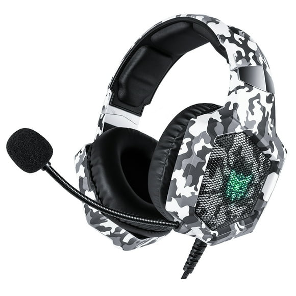TORUBIA K8 Wired Camouflage Headset For Electronic Sports Game Professional Computer Glowing Headset with Microphone (White)