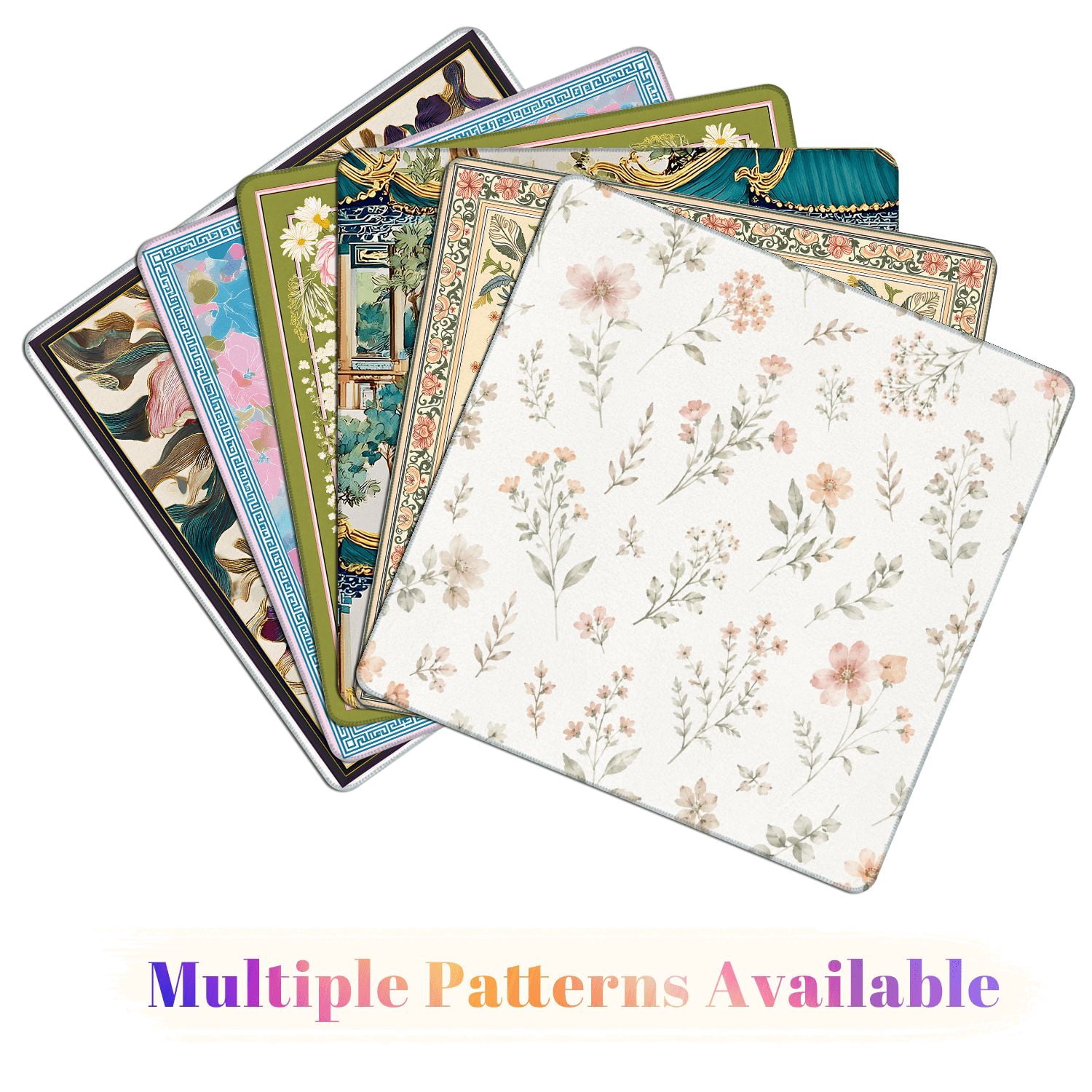 Mahjong Mat 31.5" x 31.5" Delicate Blush Pink Wildflower Botanical Soft Watercolor Style Non-Slip Noise Reduction American Mahjong Tiles Table Cover for Dominoes Poker Card Board Games Gift