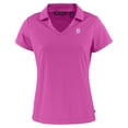 thumbnail image 2 of Women's Cutter & Buck Pink Detroit Tigers Daybreak Eco DryTec Recycled V-Neck Polo, 2 of 3