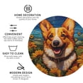 thumbnail image 3 of Lsque Artistic Sunflower Corgi Pattern 4" Drink Coasters Set of 4, PVC Leather Absorbent Coasters, Table Coaster Set Decorative Coffee Cup Coasters Housewarming Gift -Round Shape, 3 of 6