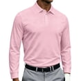 thumbnail image 2 of Sewkxo Men's Polo Shirts Long Sleeve Golf Polo Shirts for Men Breathable Polos Casual Collared Shirts,Pink S, 2 of 7