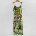 thumbnail image 5 of Tropical Leopard Print Jungle Leaves Sleeveless Suspender Dress Summer Fashion Casual Long Dress, 5 of 9