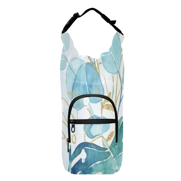 Iauyy Adjustable Strap Water Bottle Carrier Holder Pouch Bag for Outdoor Hiking Sports, Palm Leaf Print, 20-40oz