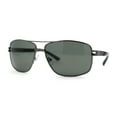 thumbnail image 3 of Classic Mens Rectangular Metal Rim Aviator Sunglasses Gunmetal Green, 3 of 4