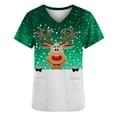 thumbnail image 4 of LSLJS Christmas Blouse de Noël à Manches Courtes Col en V avec Poches Imprimées pour Femmes, Scrub Tops, 4 of 5