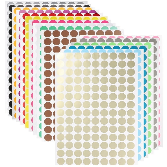 HOMEMAXS  16 Sheets Dot Stickers Colorful Round Self-adhesive Printing Paper