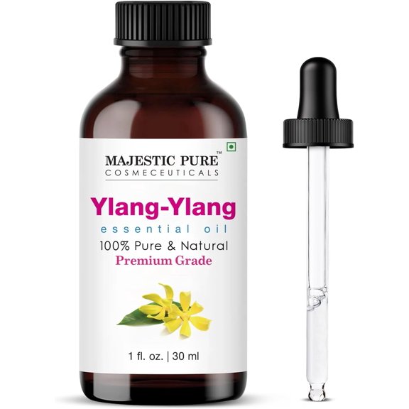 Majestic Pure Ylang Ylang Essential Oil with Glass Dropper - 1 Fl Oz - 100% Pure and Natural Ylang Ylang Oil - Premium Grade Essential Oils for Diffuser, Aromatherapy, Soap and Candle Making