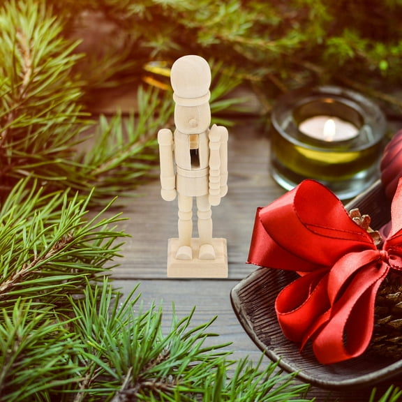 Raindrops Nutcracker Christmas Decor 6Pcs Beige Wooden Soldier Toy for Kids