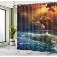 thumbnail image 5 of Ambesonne Nature Shower Curtain, Ocean Wild Waves Art, 69"Wx75"L, Orange and Blue, 5 of 5