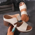 thumbnail image 5 of IUJSOY Womens Heeled Sandals Open Toe Two Strap Chunky Heels Slides Soft Cushion Slip on Mules, 5 of 5