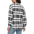 thumbnail image 5 of MLANM Womens Plaid Shacket Shirt Jacket Button Down Long Sleeve Shirt Coat Fall Warm Outwear Clothes,2XL Black White, 5 of 6