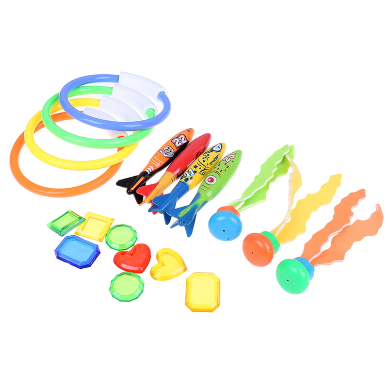 Details about   19pcs Swimming Pool Throwing Diving Toys Underwater Rings Diving Circle Se I 