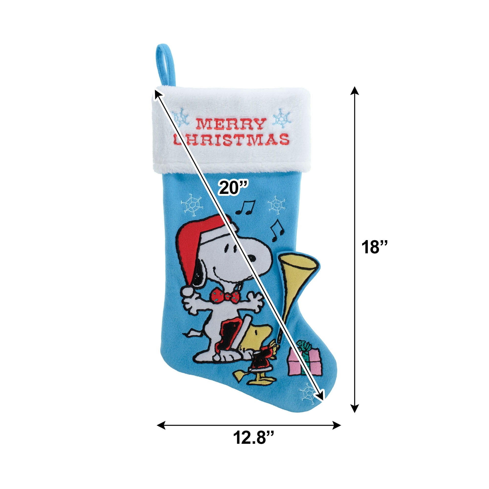 Peanuts Snoopy Christmas Applique Stocking – 20 Inch Holiday Mantel Display