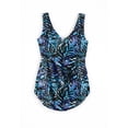 thumbnail image 4 of Swim 365 Women's Plus Size Sarong V-Neck Tummy Control One-Piece Swimsuit, 4 of 6