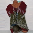 thumbnail image 2 of T-Shirt à Col Rond à Imprimé Floral pour Femmes à Manches Courtes, 2 of 4