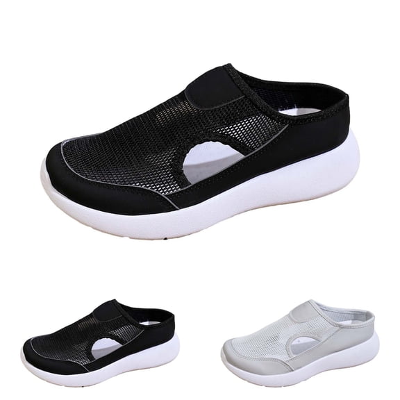 AUDeals Men & Women Slip On Open Back Mule Shoes, Breathable Closed Toe Sport Sandals, Lightweight Support Walking Slippers for Everyday Use (Black, 7)