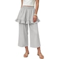 thumbnail image 2 of Tranfacy Girls 1-14 Years Fall Pants Solid Elastic Waist Straight Leg Casual Wide Leg Trousers, 2 of 5