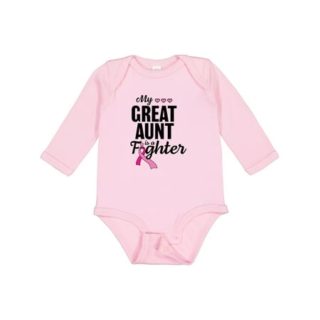 

Inktastic Breast Cancer Awareness My Great Aunt is a Fighter Gift Baby Boy or Baby Girl Long Sleeve Bodysuit