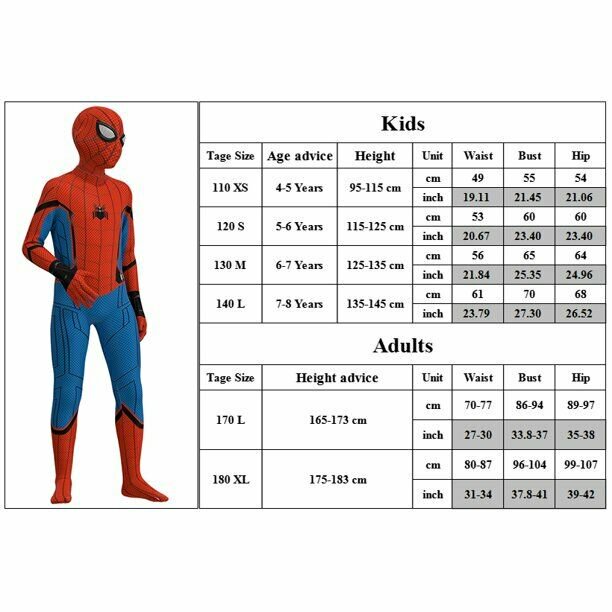 Kids Superhero Suits Halloween Cosplay Costumes 3D Style 140 Size