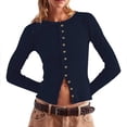 thumbnail image 3 of frariair ​Ladies Stretchy Crew Neck Shirt With Textured Knit Fabric And Versatile Layering Potential For Professional Style​ Black, 3 of 6