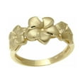 thumbnail image 2 of 14K solid yellow gold Hawaiian 7mm-9mm-7mm plumeria flower ring, 2 of 4