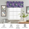 thumbnail image 6 of Kitchen Valances for Window, Watercolor Vintage Flowers Purple Green Gradient Light Filtering Rod Pocket Valance Curtain, Flower Art Short Curtains Window Topper for Bedroom 42x12in, 6 of 9