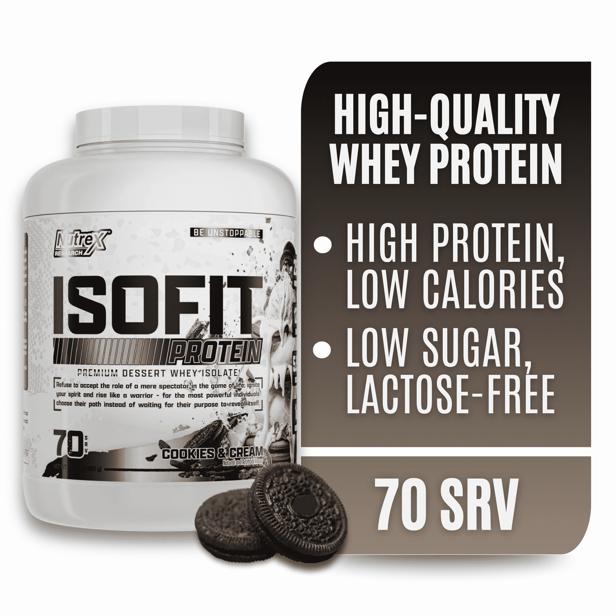 Nutrex Research IsoFit Cookies and Cream Whey Protein Isolate Powder 70 Servings