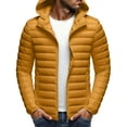 thumbnail image 5 of Zedker Men's Lightweight Puffer Jacket Detachable Hood Warm Winter Coat Casual Quilted Full Zip Down Jackets Zipper Pockets Yellow XL, 5 of 10