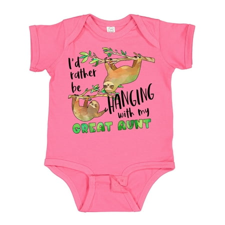 

Inktastic Id Rather Be Hanging with My Great Aunt- Cute Sloths Gift Baby Boy or Baby Girl Bodysuit