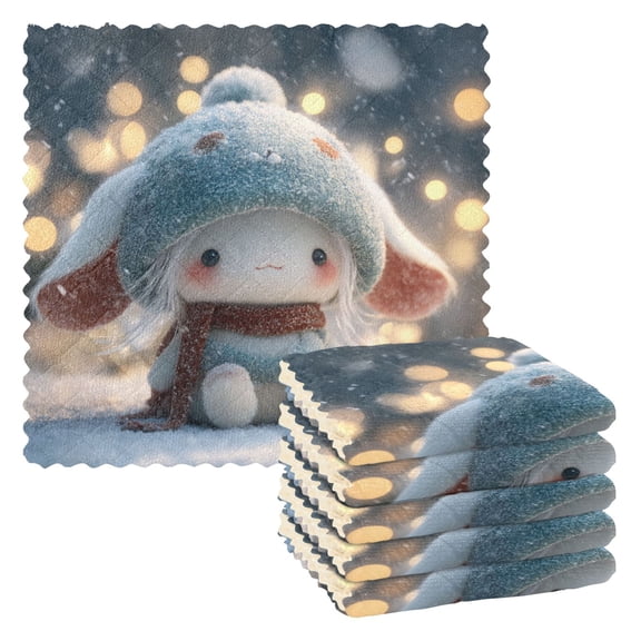 6 Pieces of Kitchen Towels 11x11Inch Kitchen Dish Cloths Kitchen Dish Towels Reuseable Cleaning Cloths Christmas Sprite