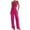Hot Pink, variant on Ohufall Women's Summer 2 Piece Outfits Sleeveless Button Down Round Neck Tank Vest Top And High Wasit Wide Leg Pants Ladies Lounge Sets