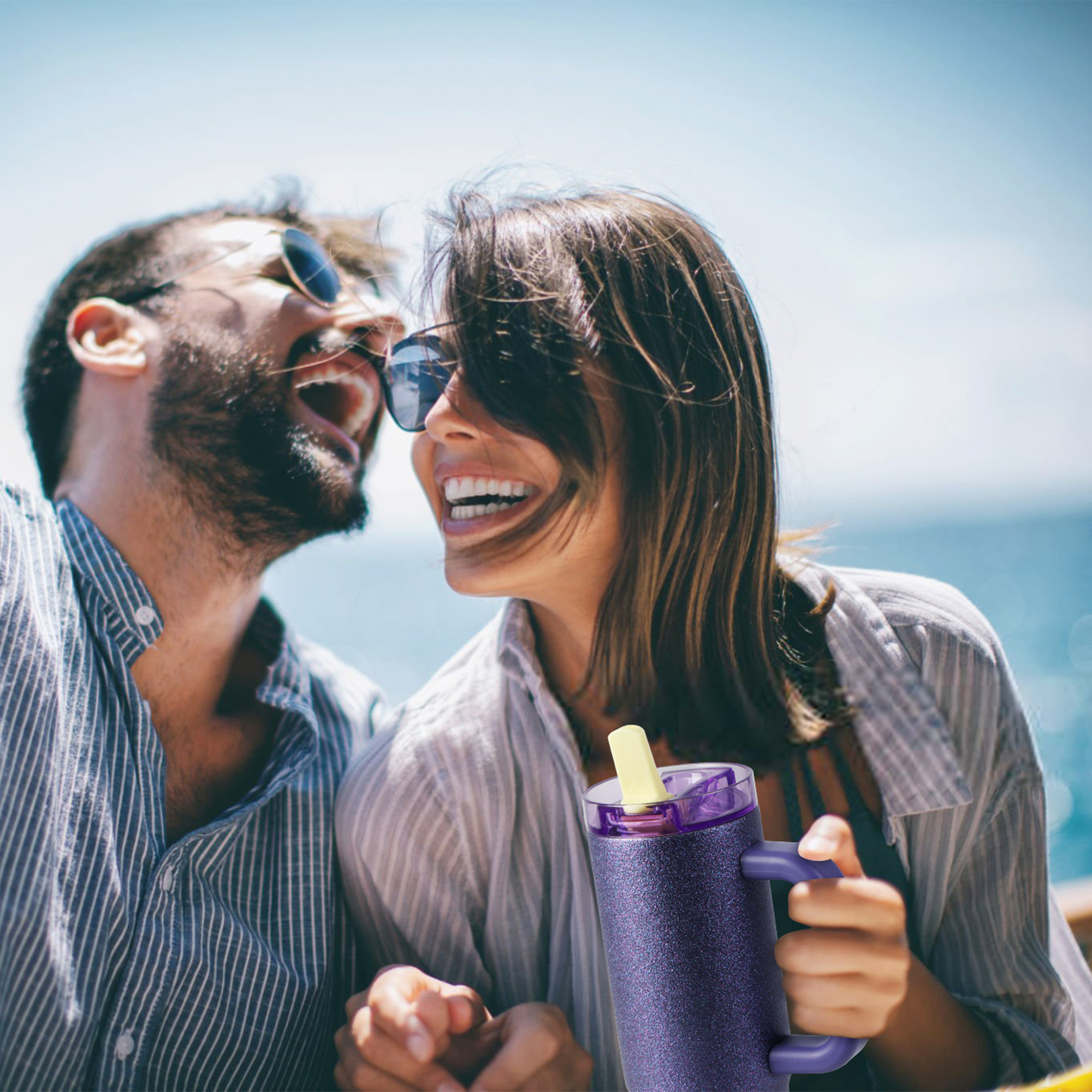 Ozark Trail 30 oz Limited Edition Stainless Steel Insulated Tumbler with Handle, Purple Glitter
