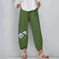 thumbnail image 2 of VEKDONE Womens Cotton Linen Pants Print Long Pants Army Green XXL, 2 of 5