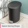 thumbnail image 5 of Sterilite Bathroom Trash Can, 2.6 Gallon Small Plastic Garbage Bucket Bin with Step Lid, Black, 5 of 9