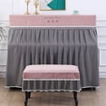 thumbnail image 3 of New Nordic-Style Piano Dust Cover – Cotton Linen Velvet Full & Half Cover with Matching Bench Cover (blue,H098 double stool cover), 3 of 5