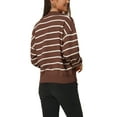 thumbnail image 4 of INSPIRE CHIC Women's Fall Winter Striped Pullover Polo V Neck Color Block Long Sleeve Knitted Casual Sweater Tops XL Brown, 4 of 6