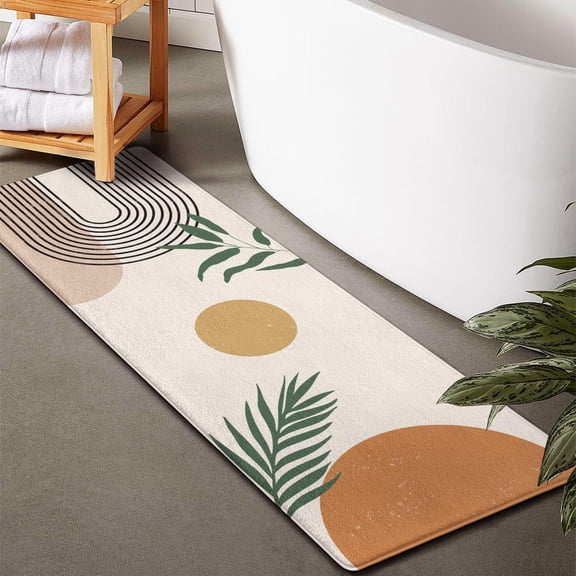 Boho Bathroom Runner Rug Non Slip, Large Long Bathroom Rug Cute Bath Mat for Bedroom Hallway Kitchen, Soft Plush Washable Shower Rug