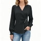 thumbnail image 2 of RKSTN Women's Satin Silk T Shirts Oversized Dressy V Neck Elegant Pleated Front Puff Long Sleeve Shirts Womens Casual Solid Plus Size Loose Fits Comfy Formal Business Baggy Work Office Blouses, 2 of 7