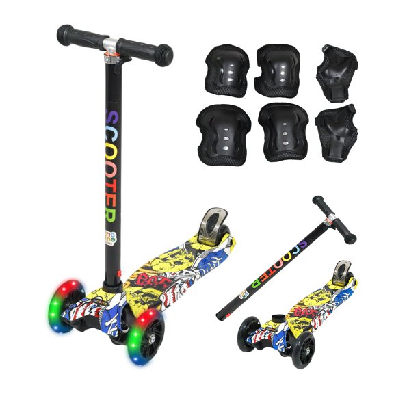 Scooter Patín Del Diablo Desmontable Con Luces Led, Rodilleras Y Coderas