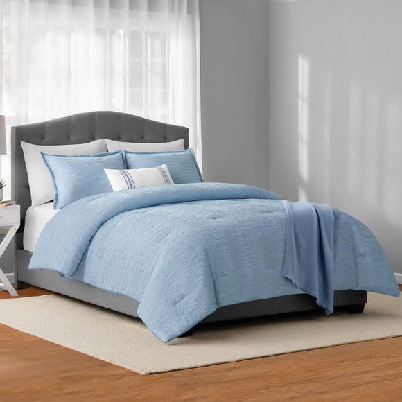 Mainstays 5-Piece Blue Stripe Comforter Set, Double/Queen